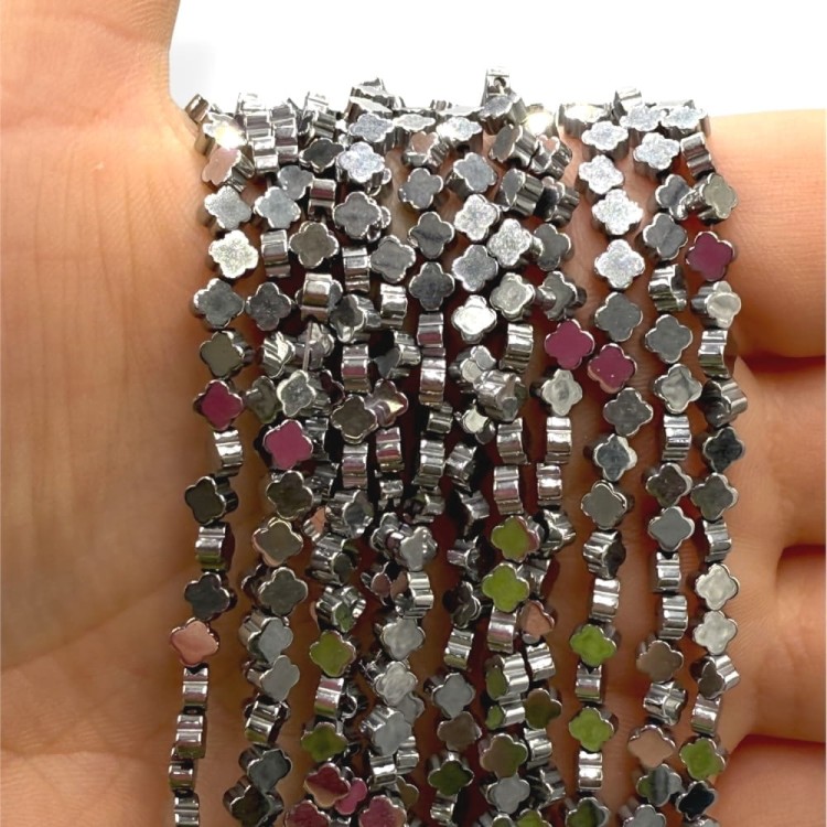 Hematyt Koniczynka / kolor srebrny / ok. 4x1mm
