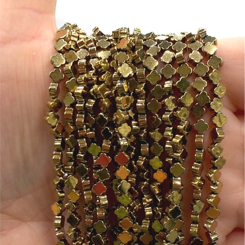 Hematyt Koniczynka / kolor ciepłe złoto / ok. 4x1mm