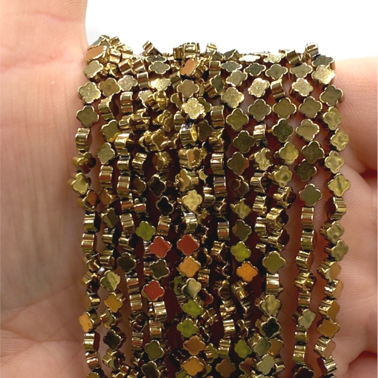 Hematyt Koniczynka / kolor ciepłe złoto / ok. 4x1mm