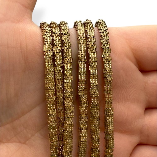 Hematyt Kwadratowy Kwiatek / kolor ciepłe złoto / ok. 3x1mm