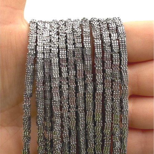 Hematyt Kwadratowy Kwiatek/ kolor srebrny / ok. 3x1mm