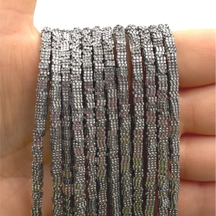 Hematyt Kwadratowy Kwiatek/ kolor srebrny / ok. 3x1mm
