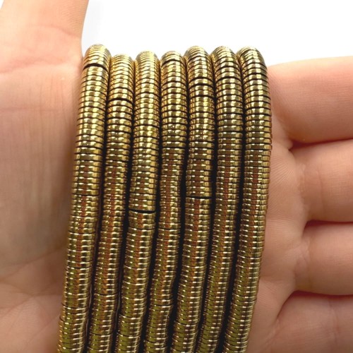 Hematyt Heishi / kolor ciepłe złoto / ok. 6x1mm