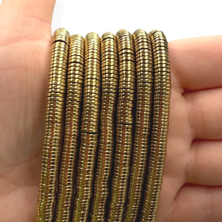 Hematyt Heishi / kolor ciepłe złoto / ok. 6x1mm