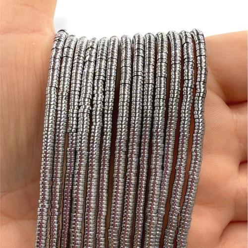 Hematyt Heishi / kolor srebrny / ok. 3x1mm