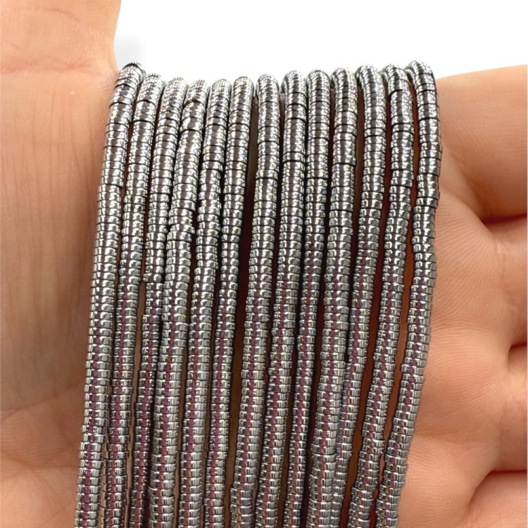 Hematyt Heishi / kolor srebrny / ok. 3x1mm