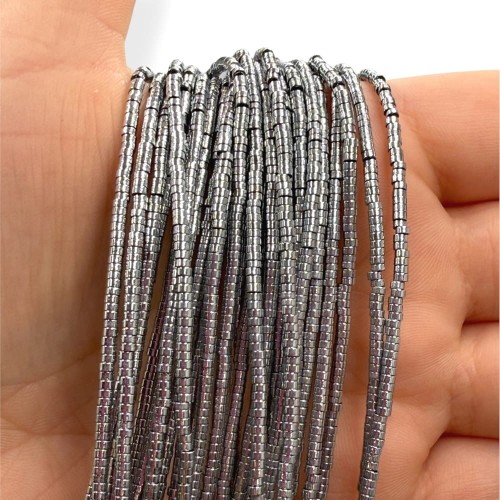 Hematyt Heishi / kolor srebrny / ok. 2x1mm