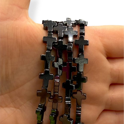 Hematyt Krzyżyk / kolor czarny / ok. 8x10mm