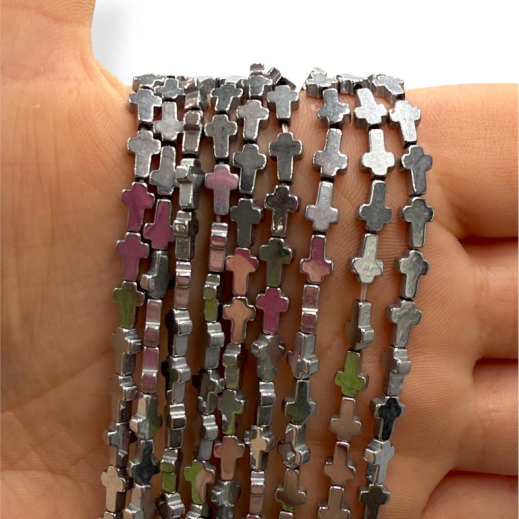 Hematyt Krzyżyk / kolor srebrny / ok. 6x4x2mm