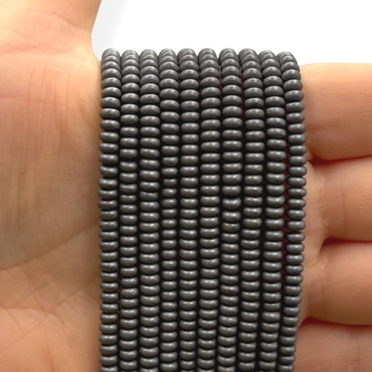 Hematyt oponka / kolor grafitowy mat/ ok. 4x2mm