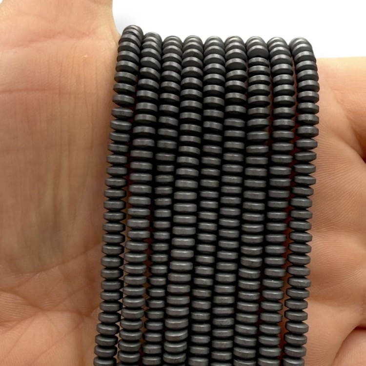 Hematyt Oponka Dysk / kolor grafitowy mat / ok. 4x2mm