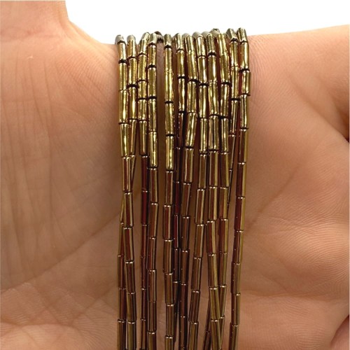 Hematyt Walec Gładki / kolor ciepłe złoto / ok. 1x6mm