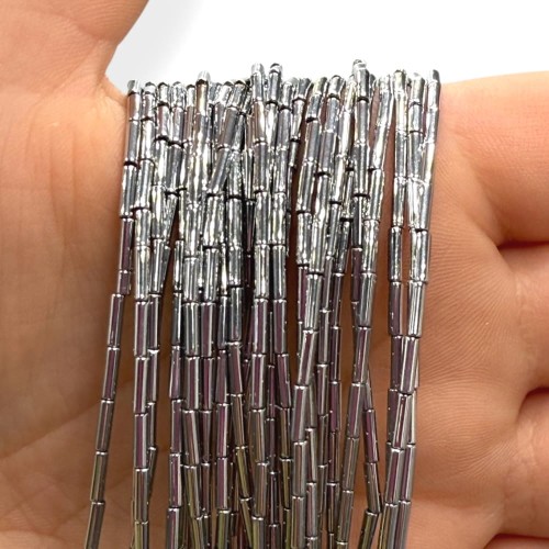 Hematyt Walec Gładki / kolor srebrny / ok. 1x6mm