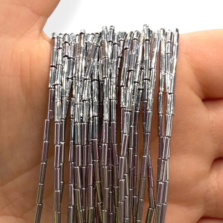 Hematyt Walec Gładki / kolor srebrny / ok. 1x6mm