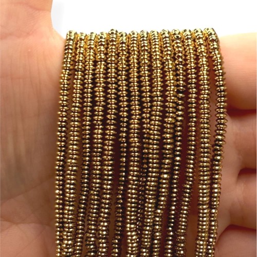 Hematyt oponka talerzyk / kolor ciepłe złoto/ ok. 3x1mm