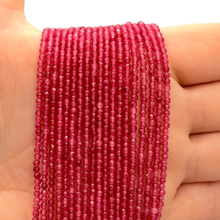 Jadeit Różowy / kulka fasetowana / ok. 2mm