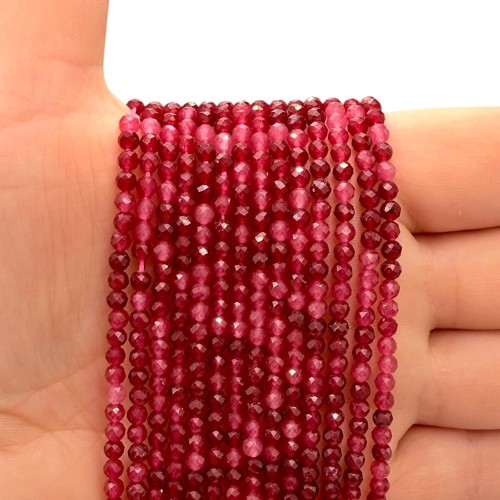 Jadeit Różowy / kulka fasetowana / ok. 3mm