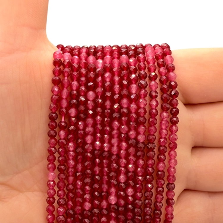 Jadeit Różowy / kulka fasetowana / ok. 3mm