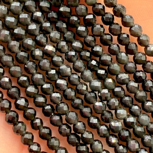 Obsydian Czarny / kulka fasetowana / ok. 3mm