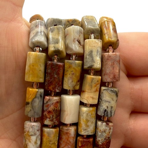 Agat Koronkowy / walec / ok. 8x12mm