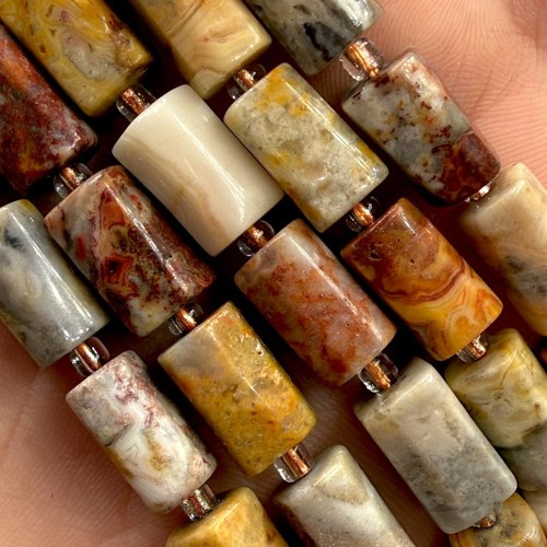 Agat Koronkowy / walec / ok. 8x12mm