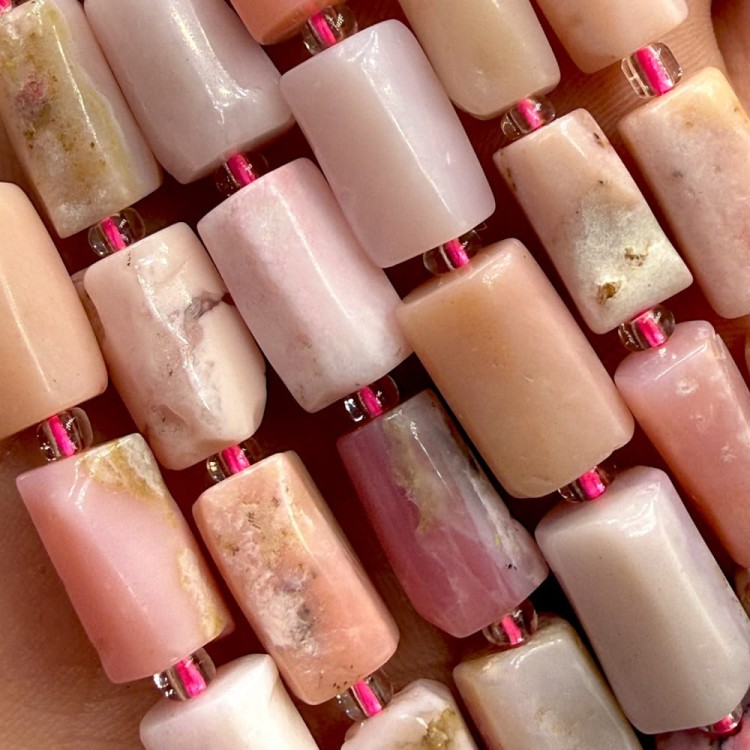 Opal Różowy Ciemny / walec / ok. 7x11mm