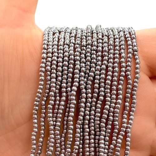 Hematyt Kulka Gładka / kolor srebrny / ok. 2mm