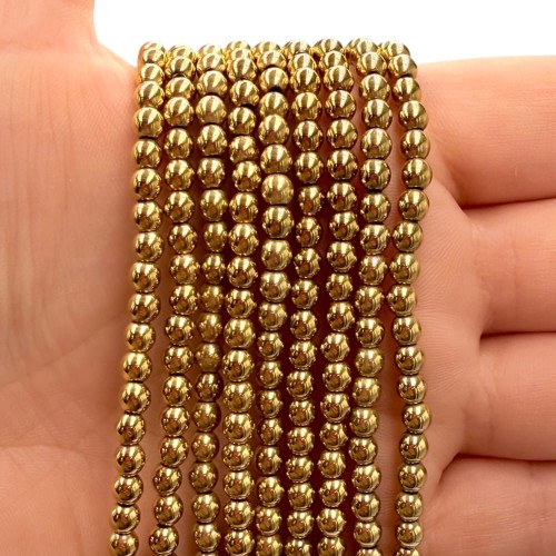 Hematyt Kulka Gładka / kolor ciepłe złoto / ok. 4mm