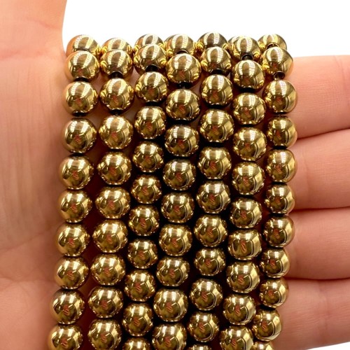 Hematyt Kulka Gładka / kolor ciepłe złoto / ok. 8mm