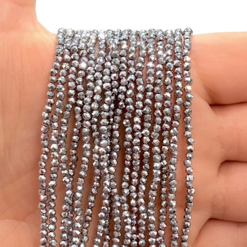 Hematyt Kulka Fasetowana / kolor srebrny / ok. 2mm