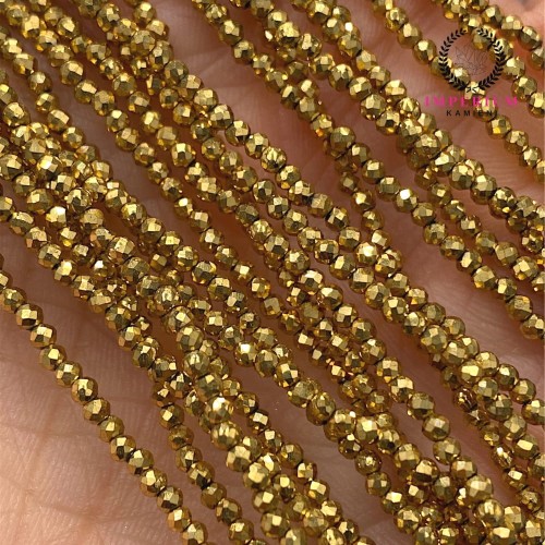 Hematyt kulka fasetowana / kolor ciepłe złoto / ok. 2 mm