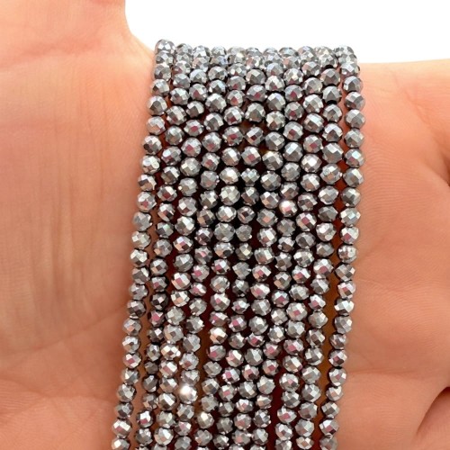 Hematyt Kulka Fasetowana / kolor srebrny / ok. 3mm