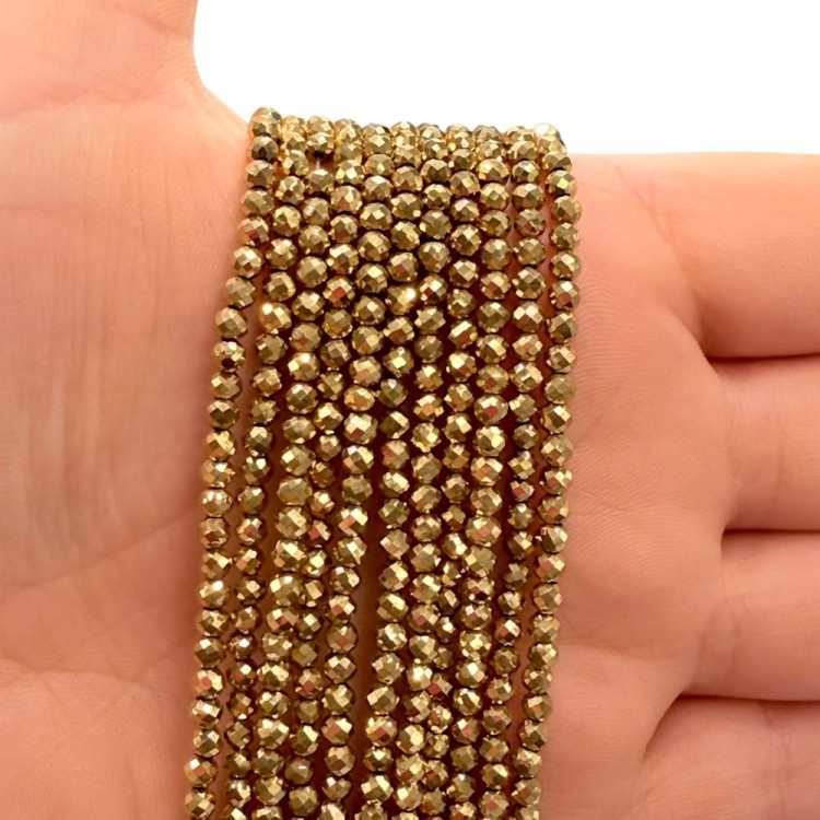 Hematyt Kulka Fasetowana / kolor ciepłe złoto / ok. 3mm