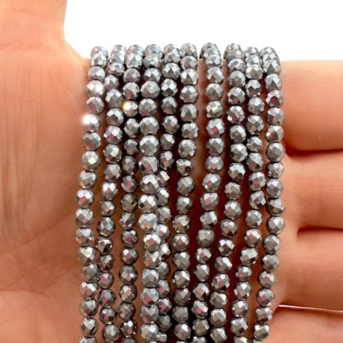 Hematyt Kulka Fasetowana / kolor srebrny / ok. 4mm