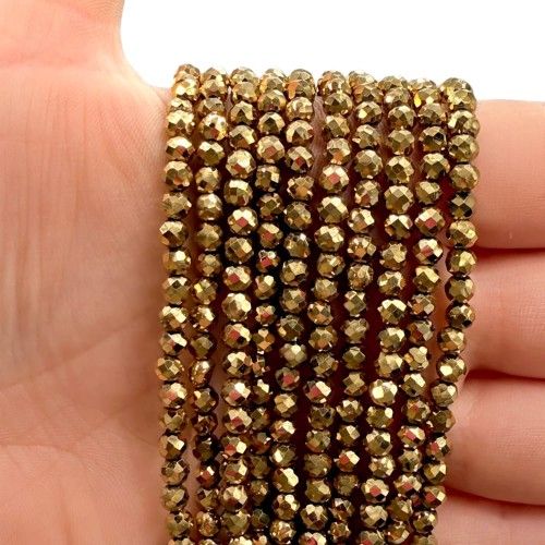 Hematyt Kulka Fasetowana / kolor ciepłe złoto / ok. 4mm