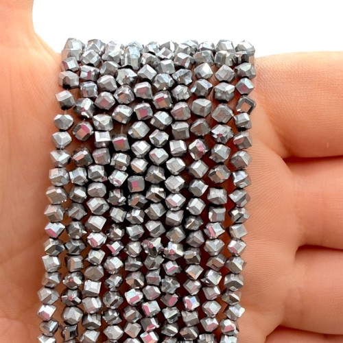 Hematyt Kulka Grubo Fasetowana / kolor srebrny / ok. 4mm