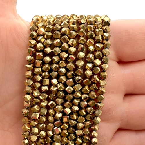 Hematyt Kulka Grubo Fasetowana / kolor ciepłe złoto / ok. 4mm