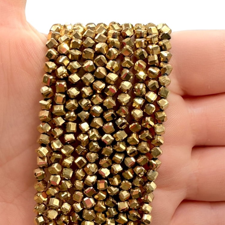 Hematyt Kulka Grubo Fasetowana / kolor ciepłe złoto / ok. 4mm