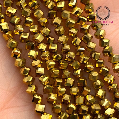 Hematyt Kulka Grubo Fasetowana / kolor ciepłe złoto / ok. 4mm