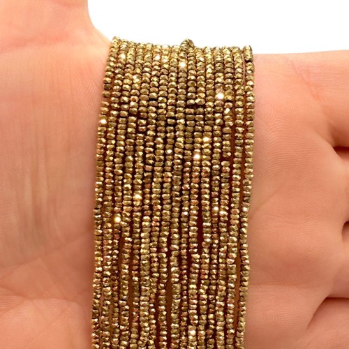 Hematyt Oponka Fasetowana / kolor ciepłe złoto / ok. 2x1mm