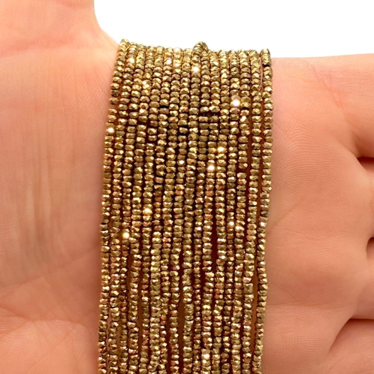 Hematyt Oponka Fasetowana / kolor ciepłe złoto / ok. 2x1mm