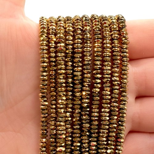 Hematyt Oponka Fasetowana / kolor ciepłe złoto / ok. 3x1.5mm