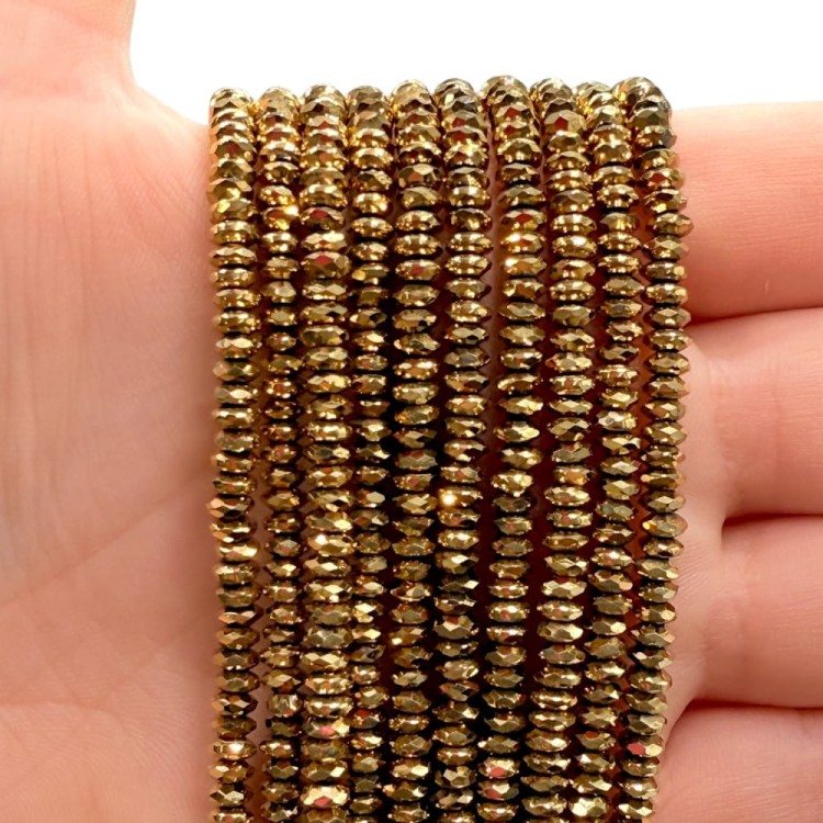 Hematyt Oponka Fasetowana / kolor ciepłe złoto / ok. 3x1.5mm