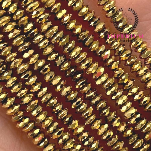 Hematyt Oponka Fasetowana / kolor ciepłe złoto / ok. 4x1,5mm