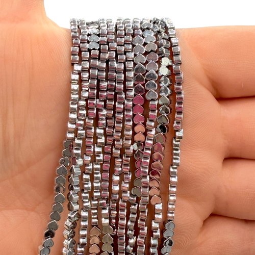 Hematyt Serce Płaskie / kolor srebrny /ok. 3mm