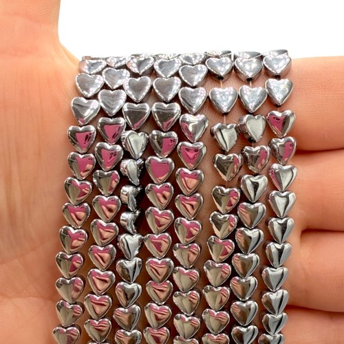 Hematyt Serce / kolor srebrny / ok. 6mm