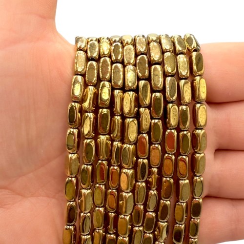 Hematyt Prostopadłościan / kolor ciepłe złoto / ok. 4x8mm