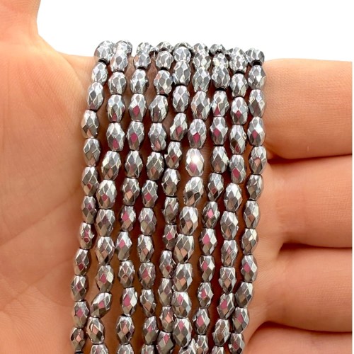 Hematyt Ryż Fasetowany / kolor srebrny /ok. 3x5mm