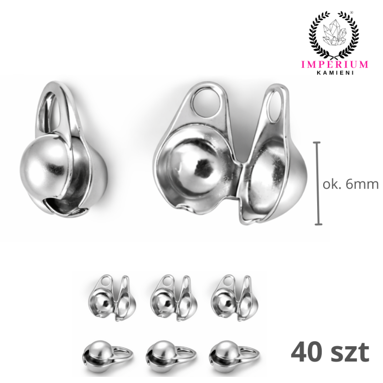 Łapaczki boczne 6mm / stal / kolor srebrny / 40szt.