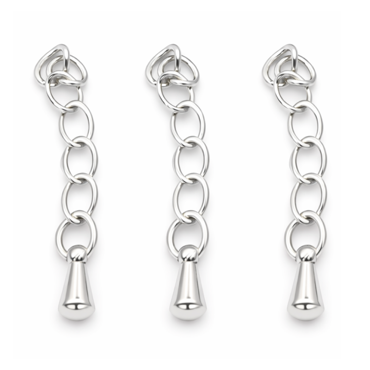 Zakończenie naszyjnika 5cm (3,5x5mm) / stal / kolor srebrny / 5 szt.